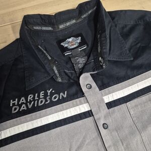 Harley-Davidson/ Motor Cross Button-Up Shirt/ Black and Gray/ Size 2xl